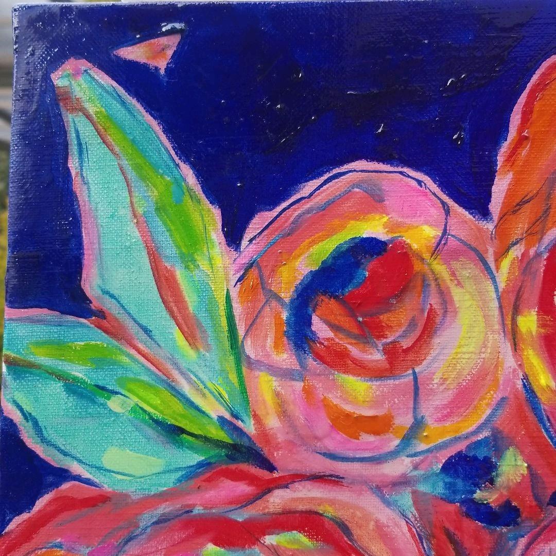 油絵　よっこ　まるまるとした大きいお花