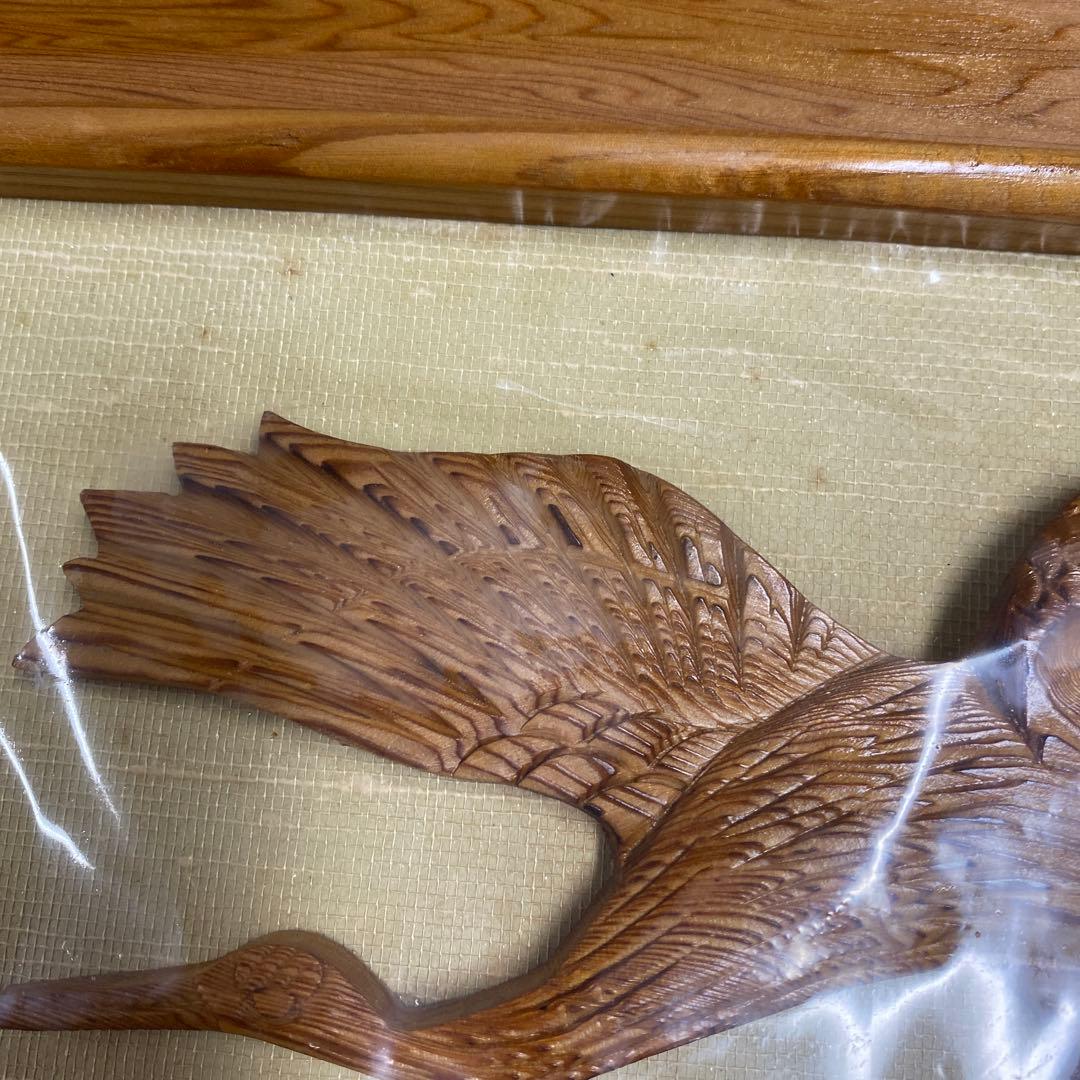 銘木！屋久杉　額縁　鶴と松　美術品　未使用だけど、長期自宅保管