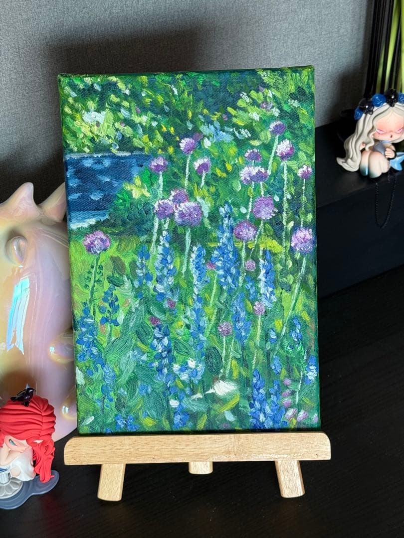 「ガーデンの午後」　手描き　油絵　風景画　原画　油彩画