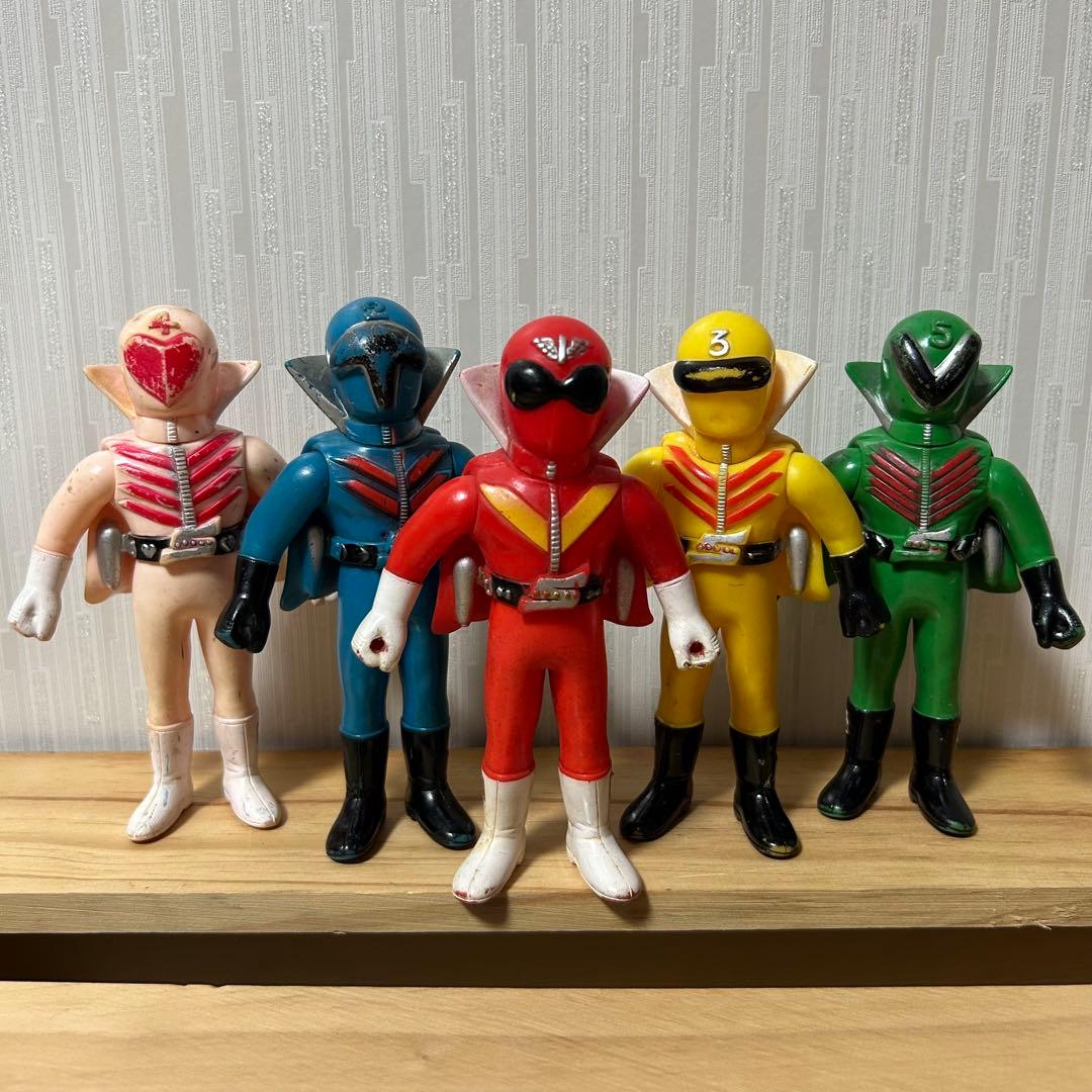 秘密戦隊ゴレンジャー　ソフビ　ポピー　5体セット　当時物　年代物