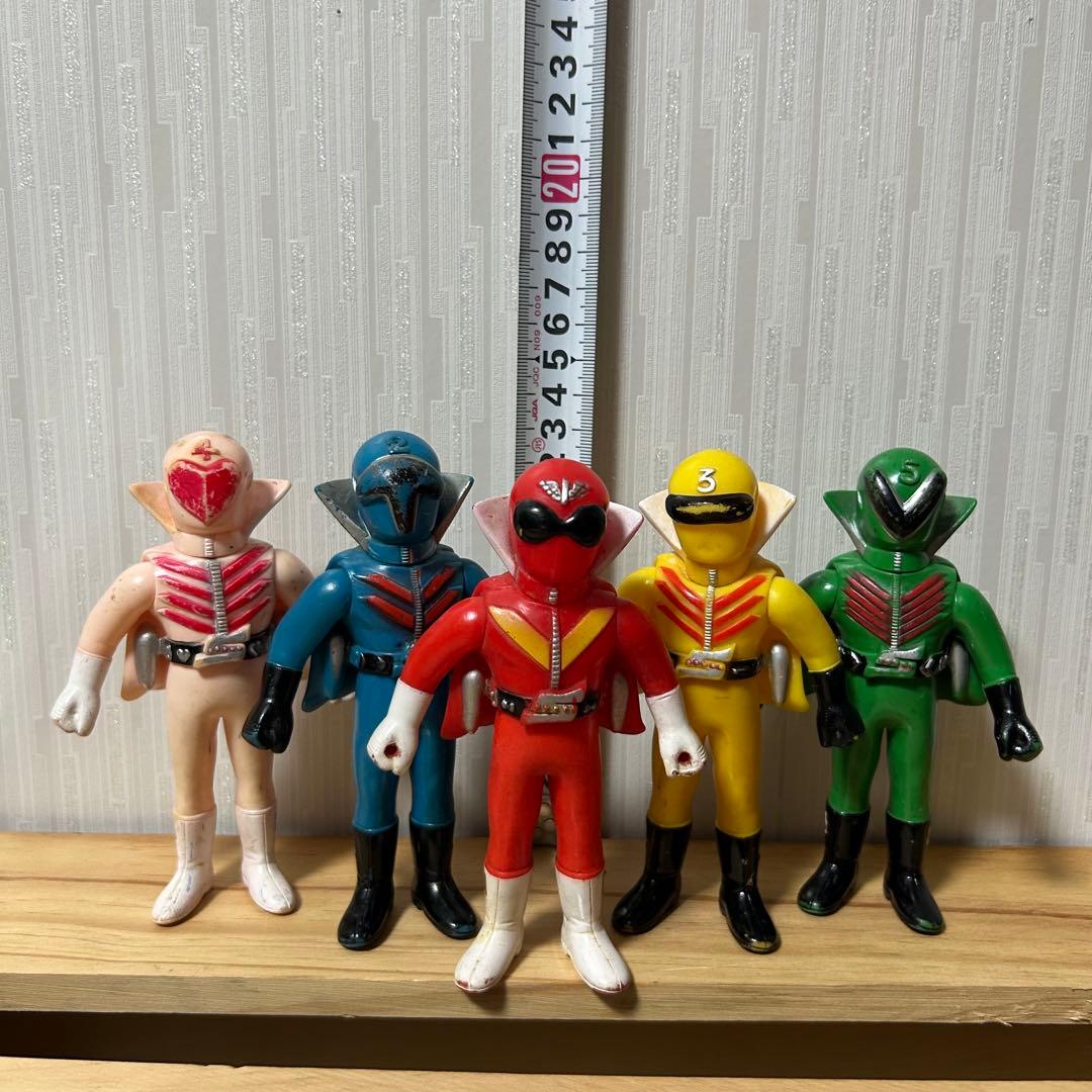 秘密戦隊ゴレンジャー　ソフビ　ポピー　5体セット　当時物　年代物