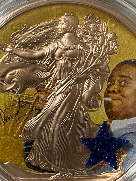 2019　アメリカンイーグル　リバティ　ルイアームストロング　天然石　銀貨