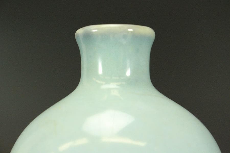 中国美術 天青釉 梅瓶 高17cm ZE216