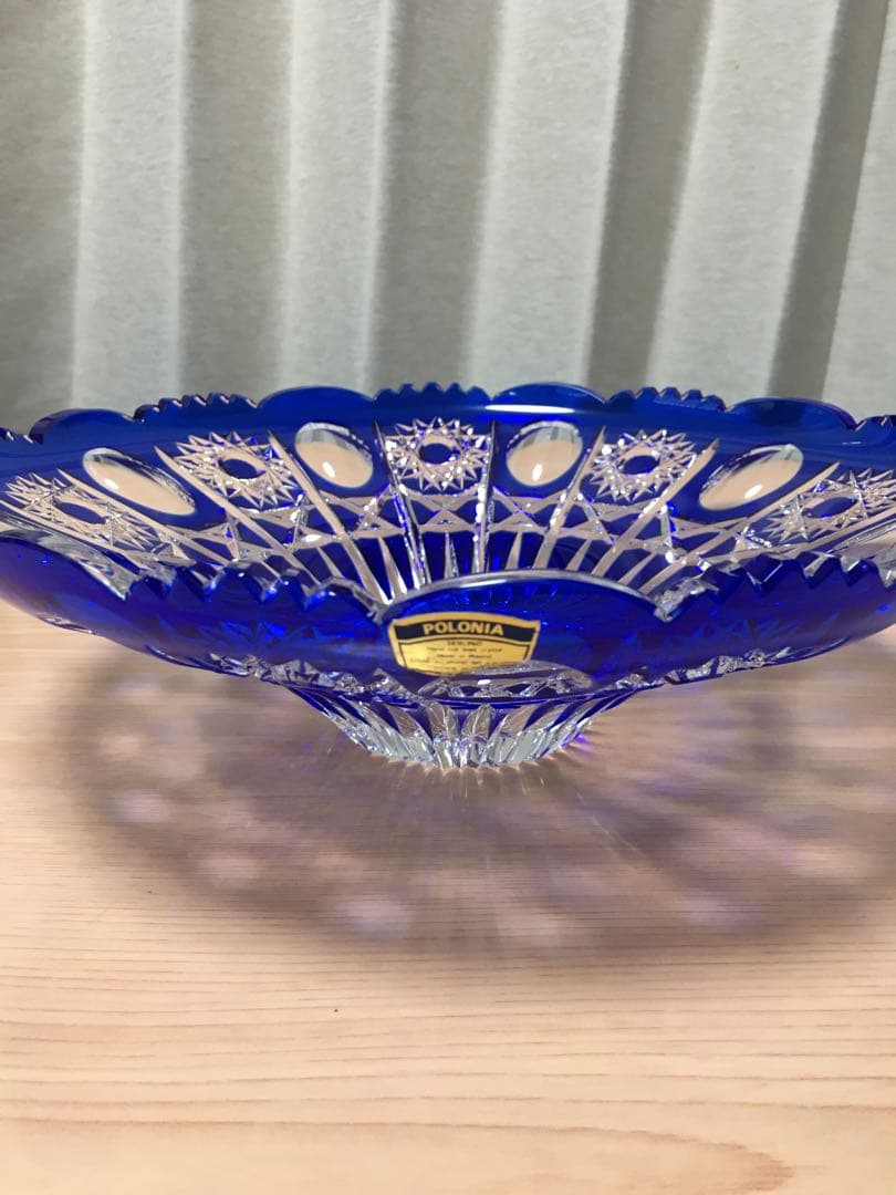 ポロニア　クリスタルガラス　切子　フルーツ盛鉢　大鉢　ポーランド製　果物盛鉢