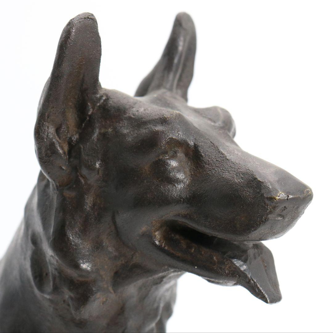 ブロンズ彫刻 犬 置物 銅像　V190　1F6