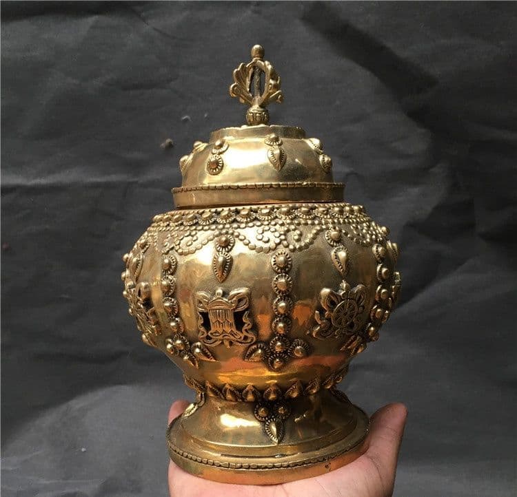 銅器 八宝缶 招財 聚宝缶 鎮宅 辟邪 開運 風水 置物 工芸品