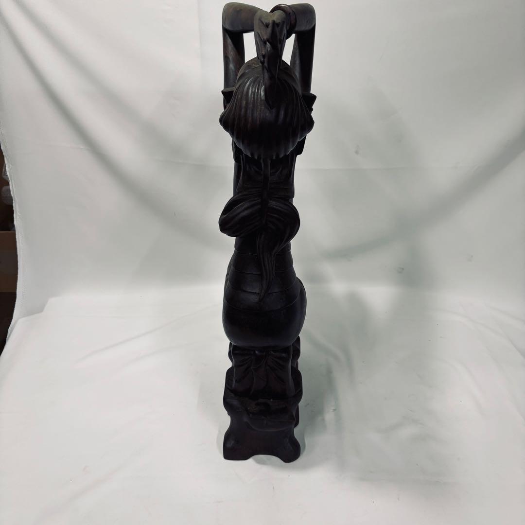 午年　木彫り 彫刻 置物 馬 女性像 セット 約60cm アンティーク オブジェ