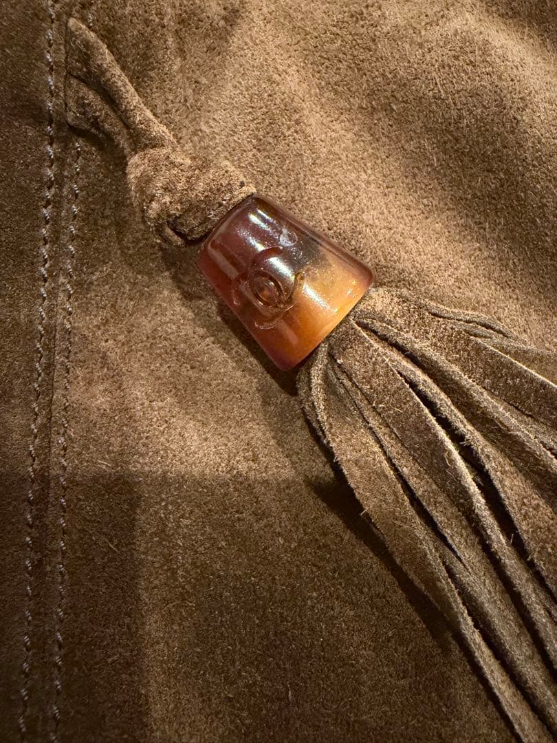 シャネル スエード×レザー ココマーク ショルダー トート フリンジ ビンテージ