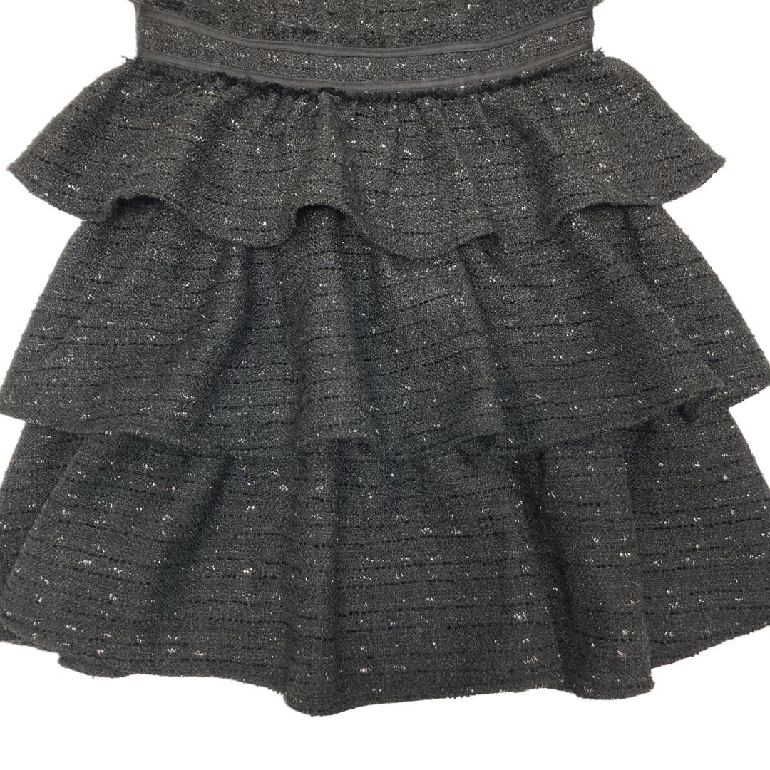 IRMA イルマ ネックリボン ティアードフリル ミニドレス ブラック