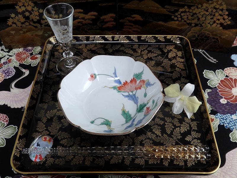 大聖寺伊万里　色絵　芙蓉の図　膾皿　F041AS-CQv