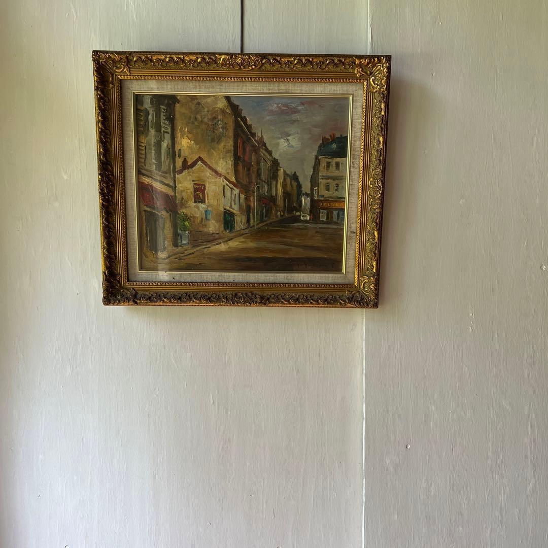 佐伯与吉郎　原画　パリ　古い郊外　油彩画 油絵 風景画 F8号