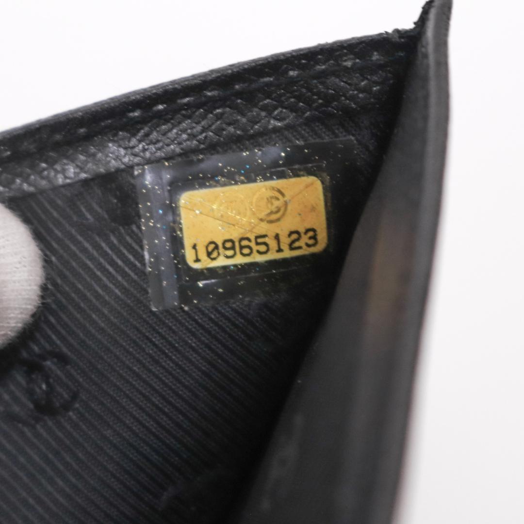 CHANEL シャネル　三つ折り財布　ココボタン　Wホック　ブラック　レザー