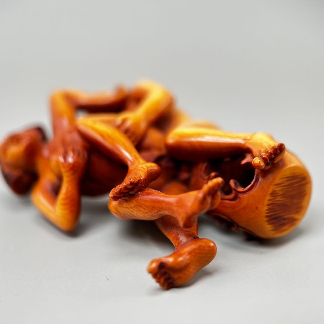 浮世絵人間の形 極上根付天然素材アンティーク骨董　飾り物　古美術　置物細密細工