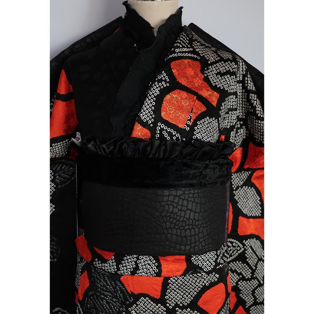 個性的■振袖7点セット帯新品帯締め帯揚げフルセットゴシック正絹成人式BN53