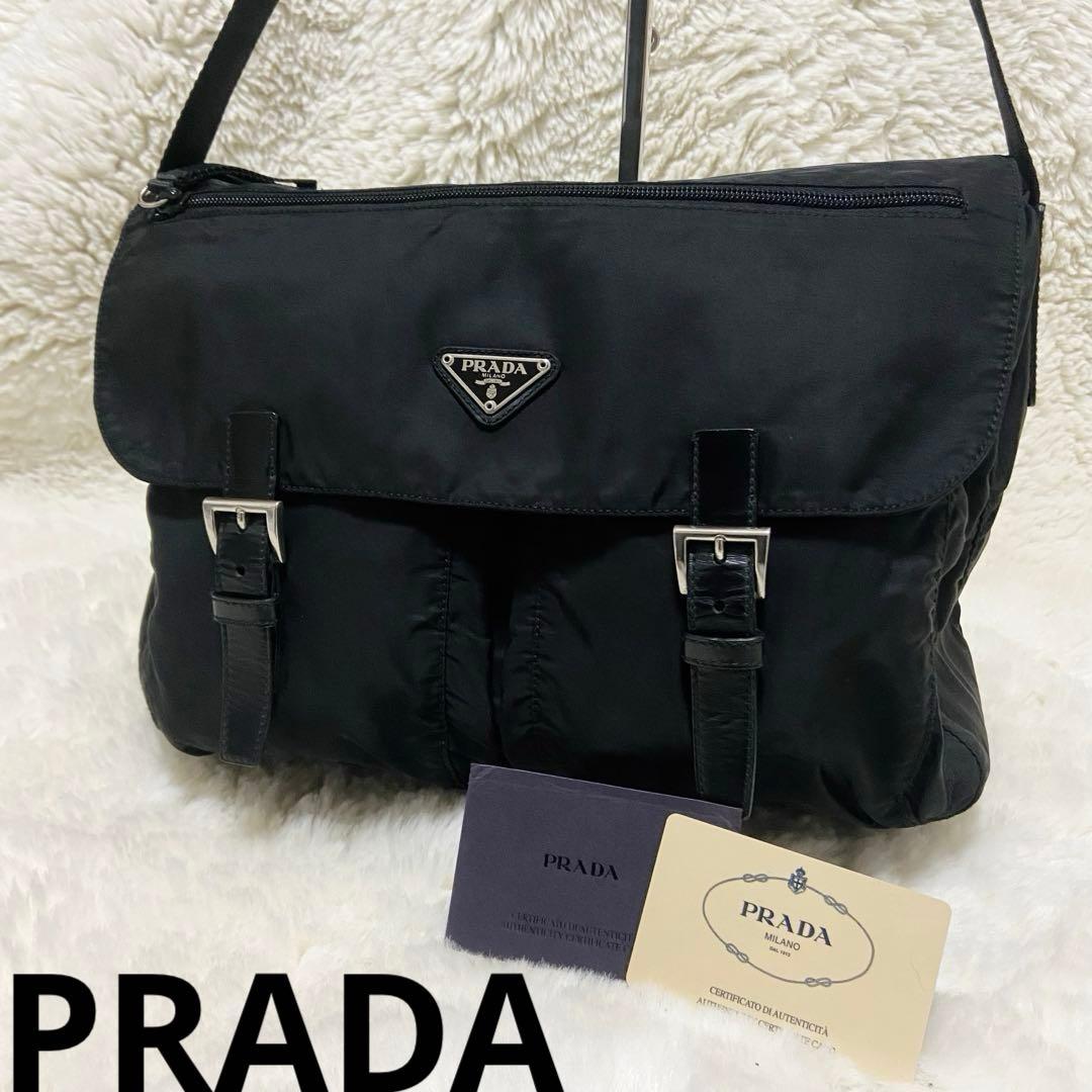 PRADA プラダ メッセンジャーバッグ ショルダーバッグ 三角ロゴ 黒