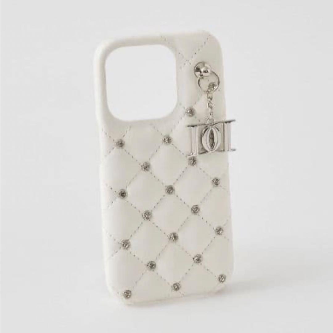 Darich キルティングビジューDDチャームiPhoneケース　16 白