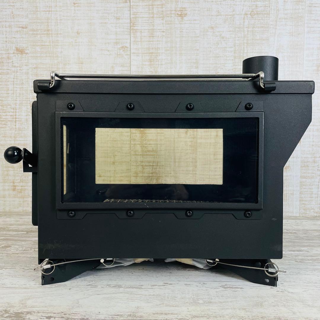 【極美品】FUTURE FOX 薪ストーブ　3面ガラス折りたたみ式　煙突ガード付