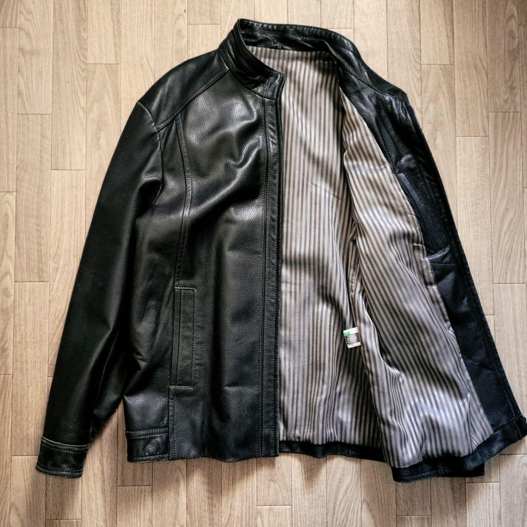 希少 イタリア製 ラムレザー ライダース シングル 2XL ジャケット