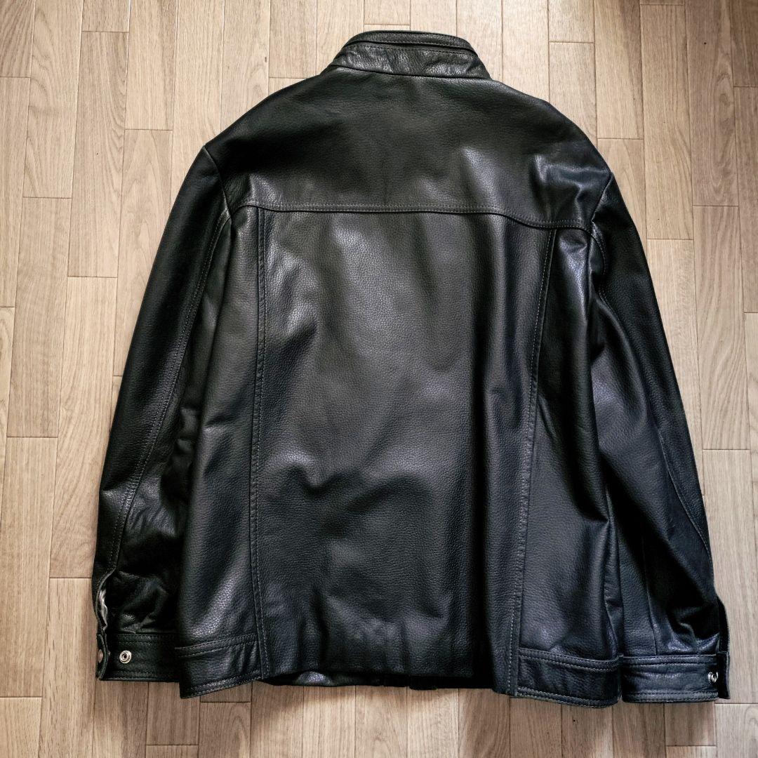 希少 イタリア製 ラムレザー ライダース シングル 2XL ジャケット