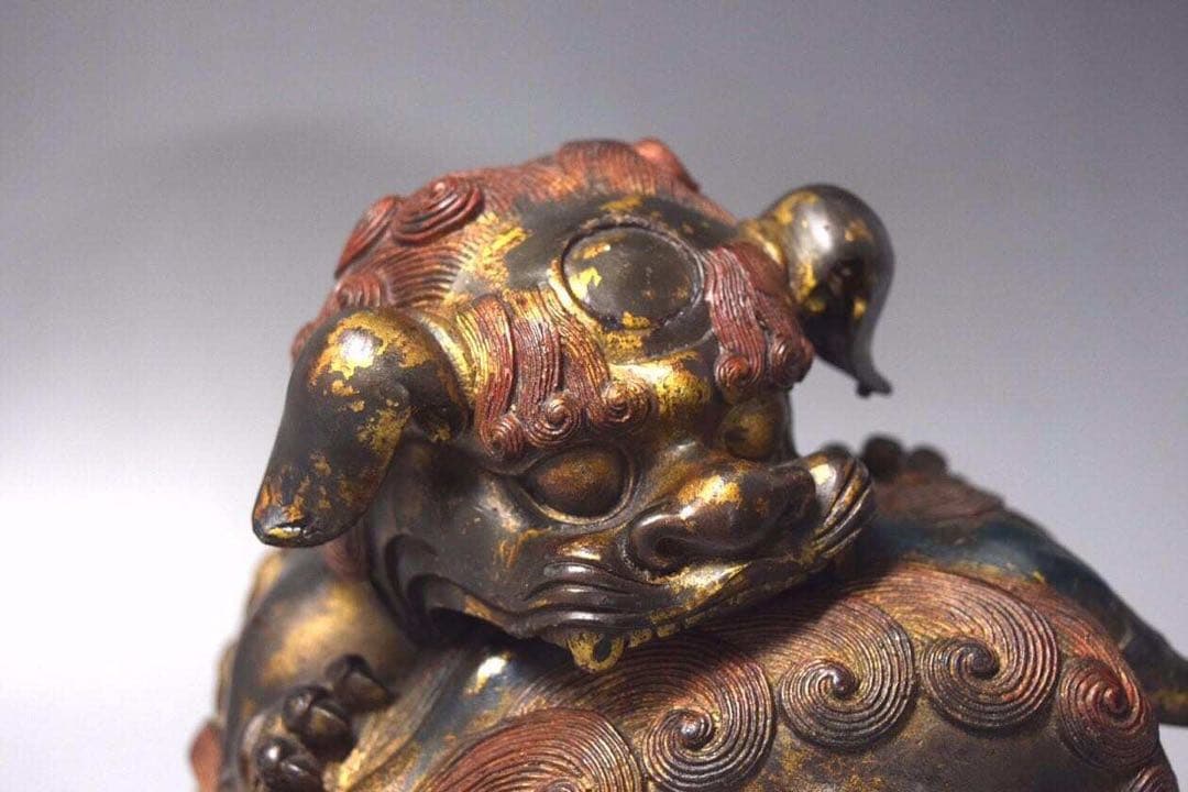 鍍金古銅獅子香爐