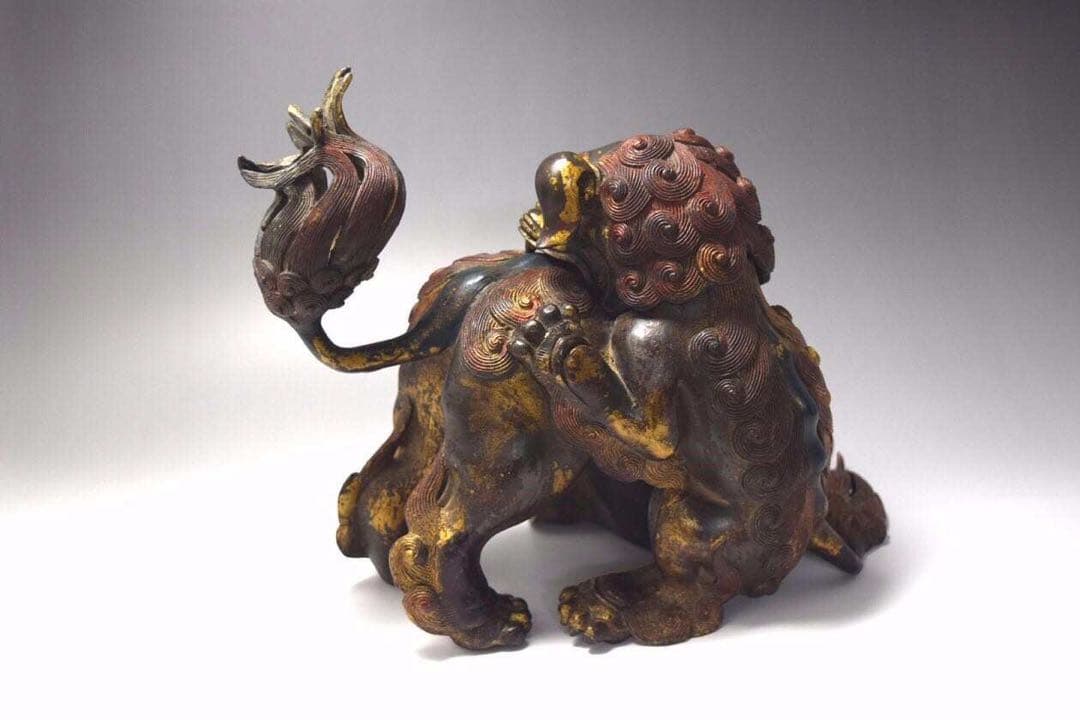 鍍金古銅獅子香爐