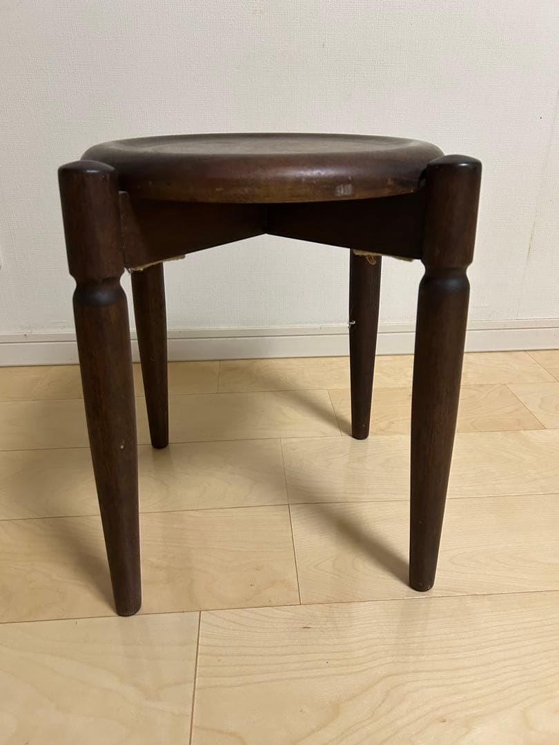 高級民芸家具 旭川遊木民 国産ニレ材使用 スタッキング スツール2脚 北欧風