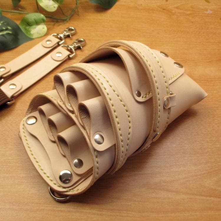 ☆特別価格☆　ヌメ革ナチュラル　６丁差し　 シザーケース　SCY-61/NA4