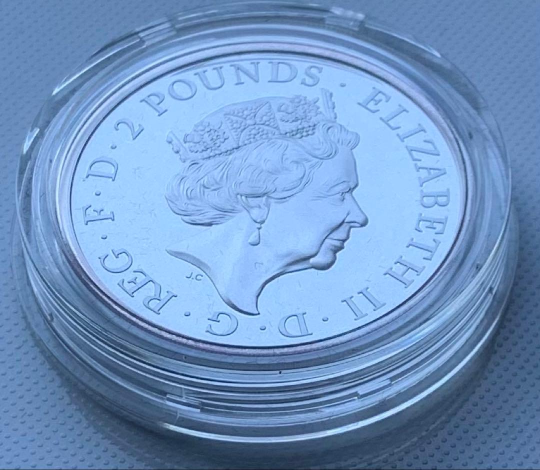 クイーンズビースト　プルーフ銀貨　グリフィン　オブ　エドワード3世