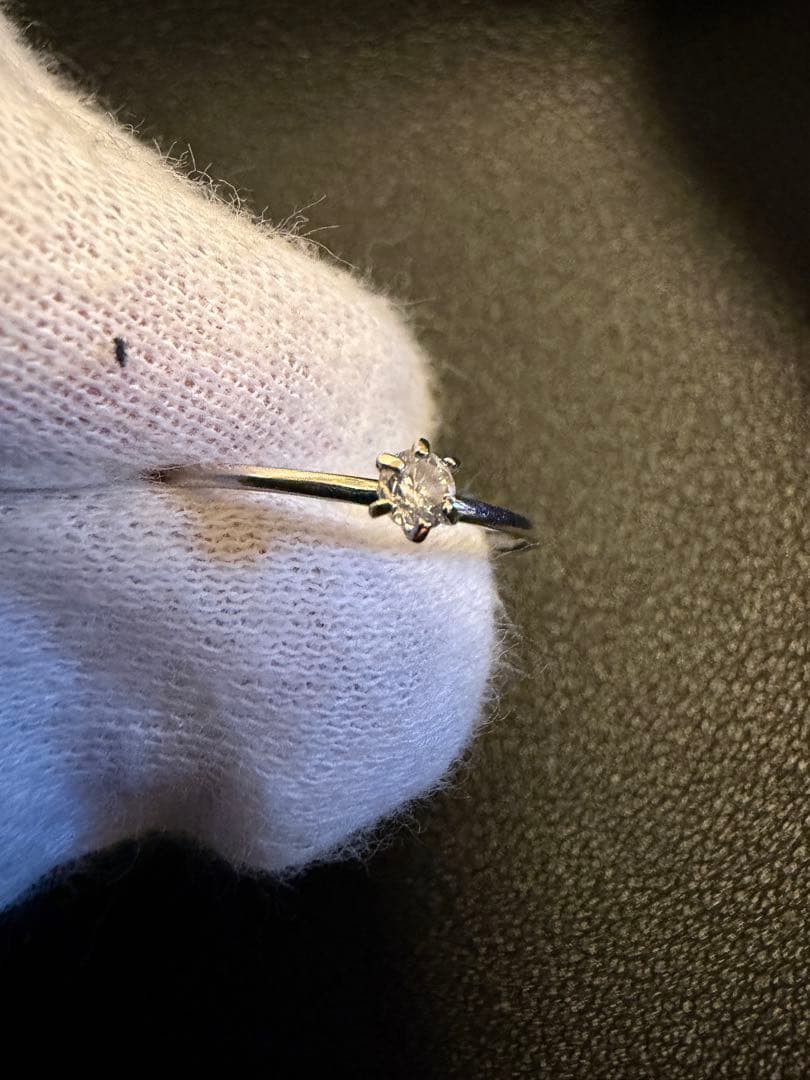 ダイヤモンドリング　0.1ct K10WG ホワイトゴールド　11号