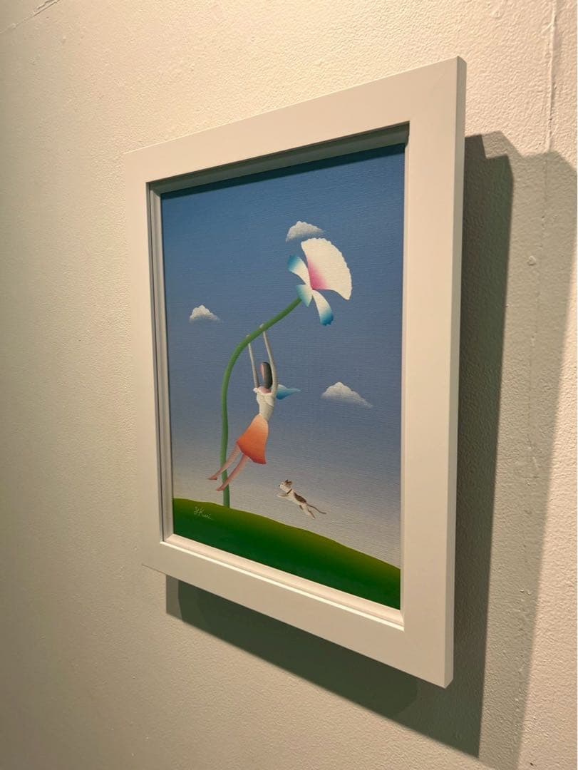 久里洋二 原画 花のブランコ 表紙画 1990年 F5号 アクリル画 証明書付き