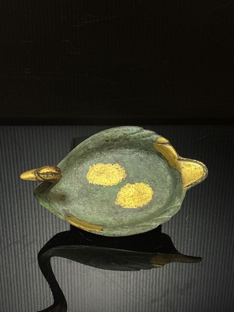 平安 名人 秦 蔵六 造 鍍金銅 床置 莨皿 桐共箱付 茶道具