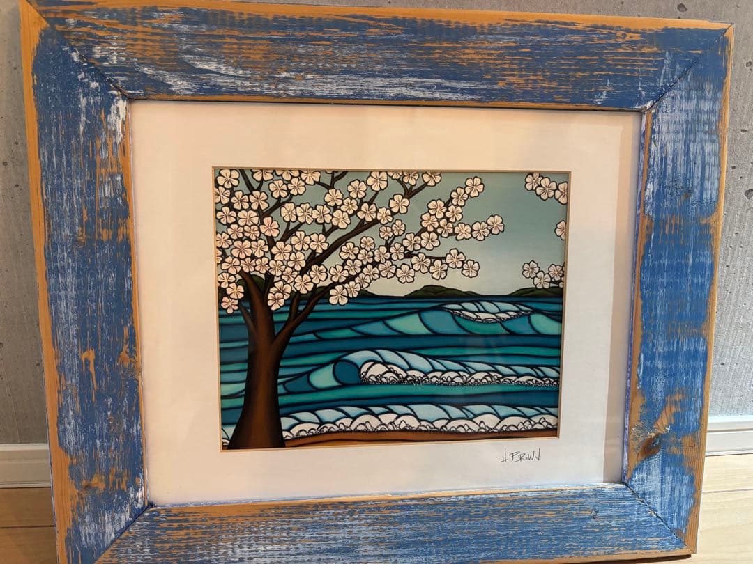 Heather Brown 桜 アート作品　絵画　フレーム　ヘザーブラウン