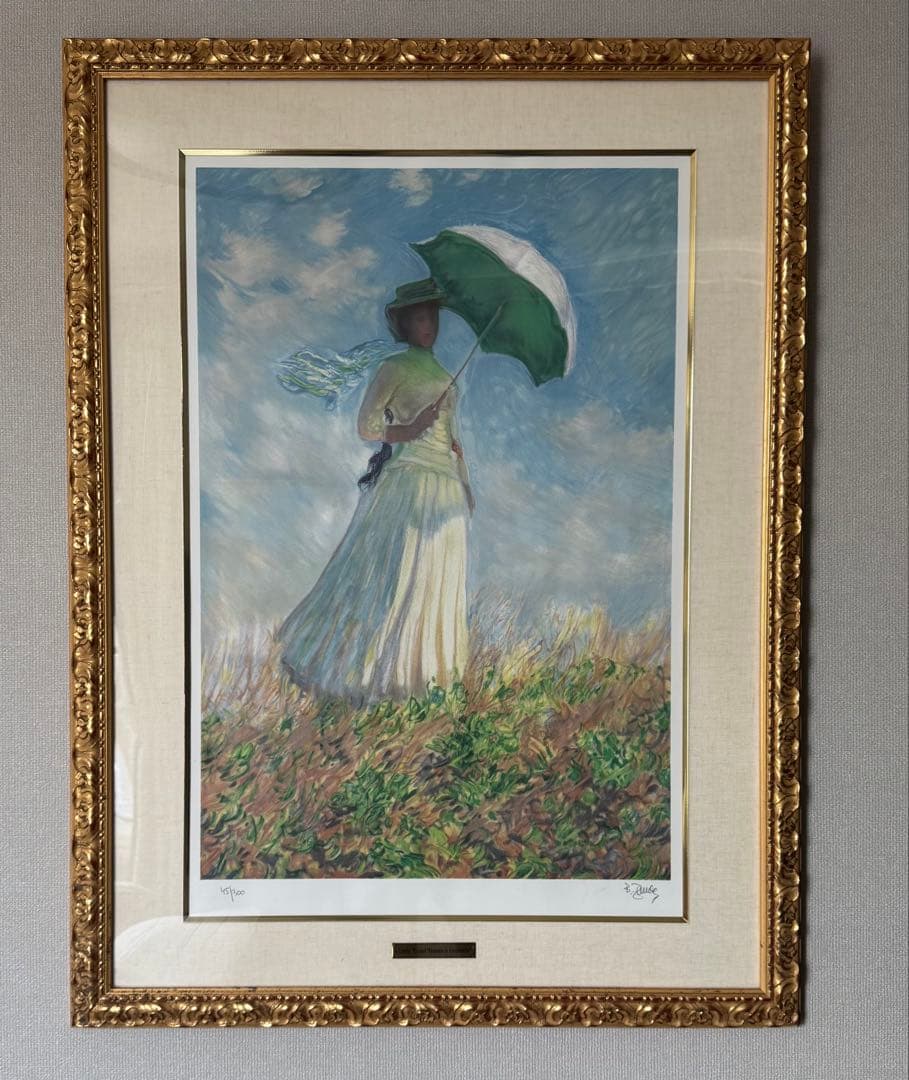 額装絵画　クロード・モネ　日傘をさす女性(右向き) 1886年