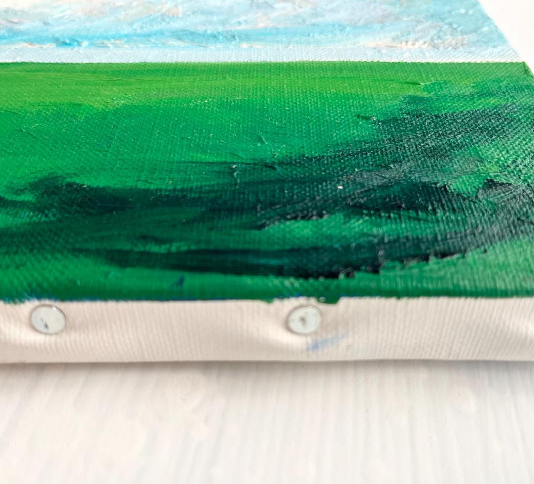 16×23㎝「壮大な雲と草原」油彩・サムホール・原画