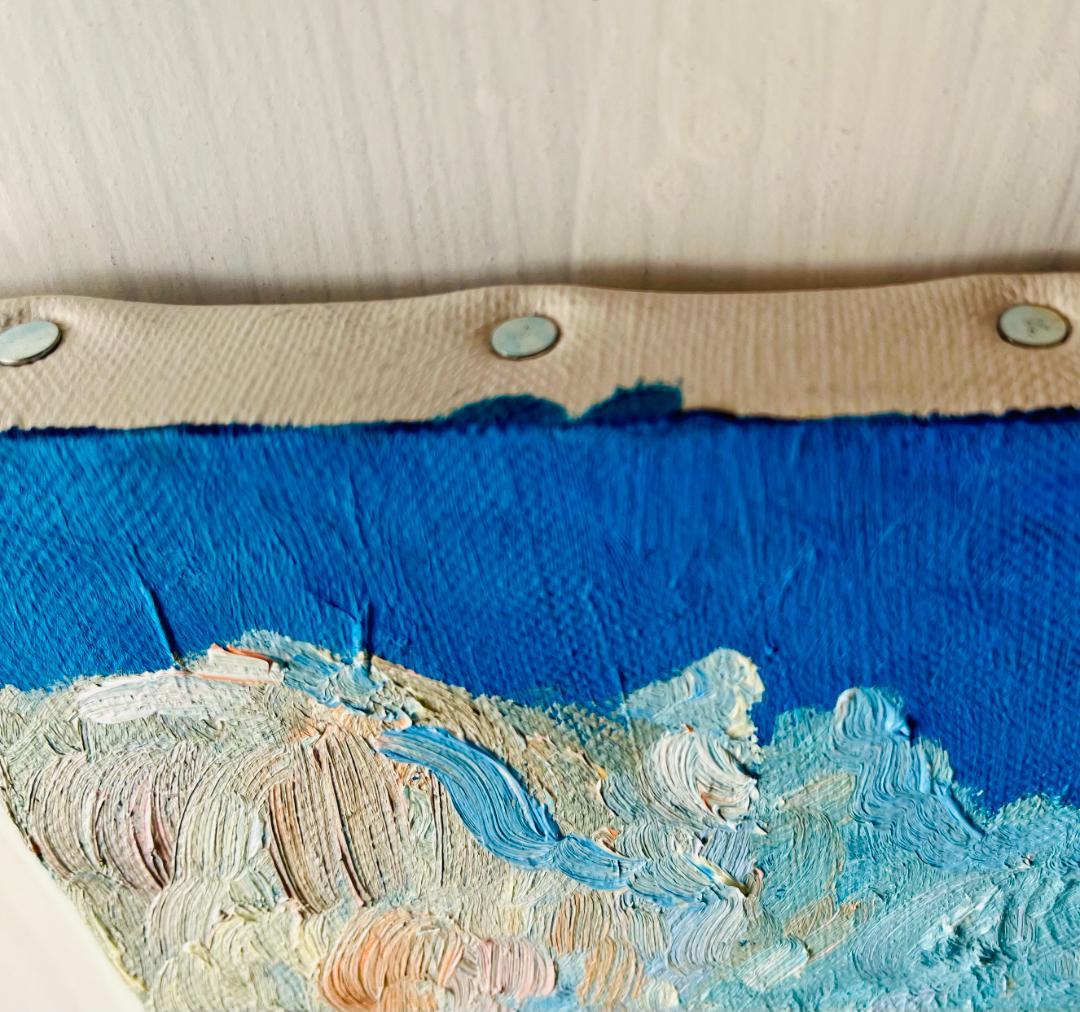 16×23㎝「壮大な雲と草原」油彩・サムホール・原画