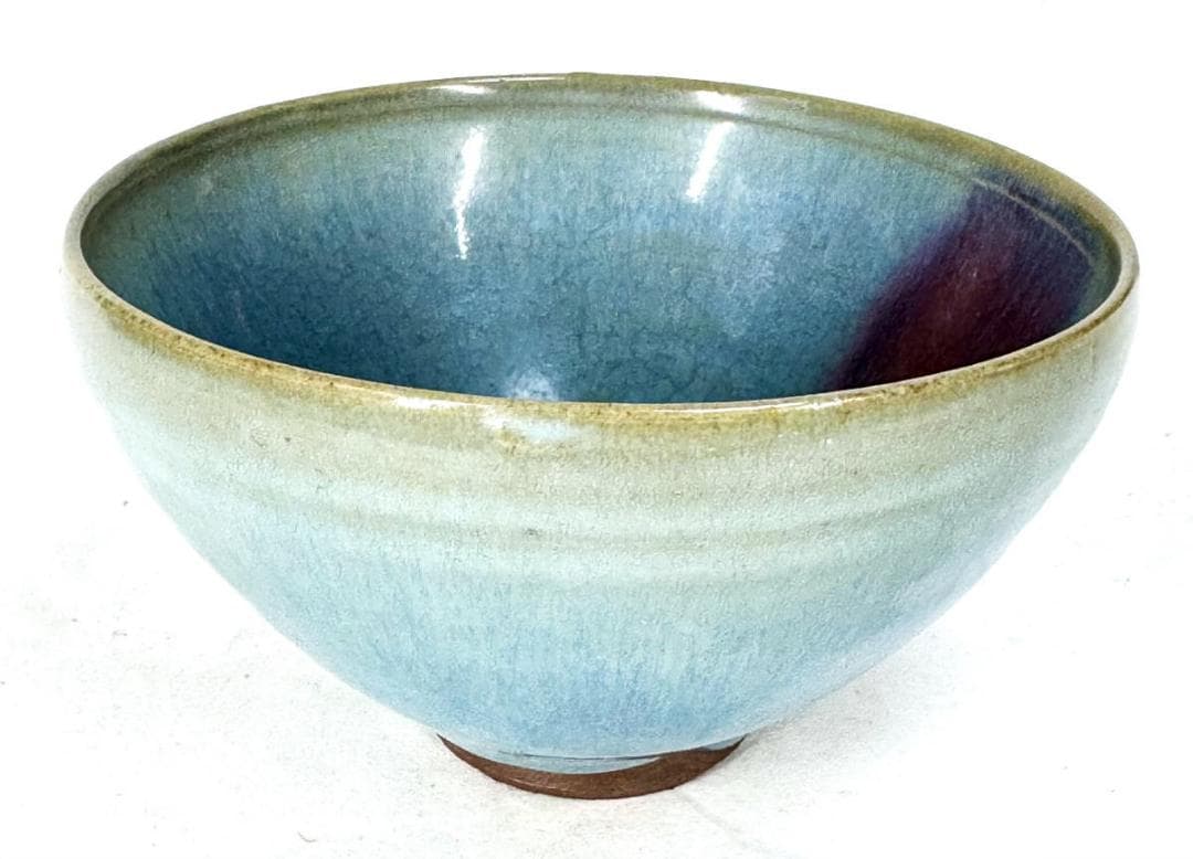 鈞窯 窯変紫斑釉茶碗 五大名窯 中国古玩 唐物 茶道具 骨董 WWTT383