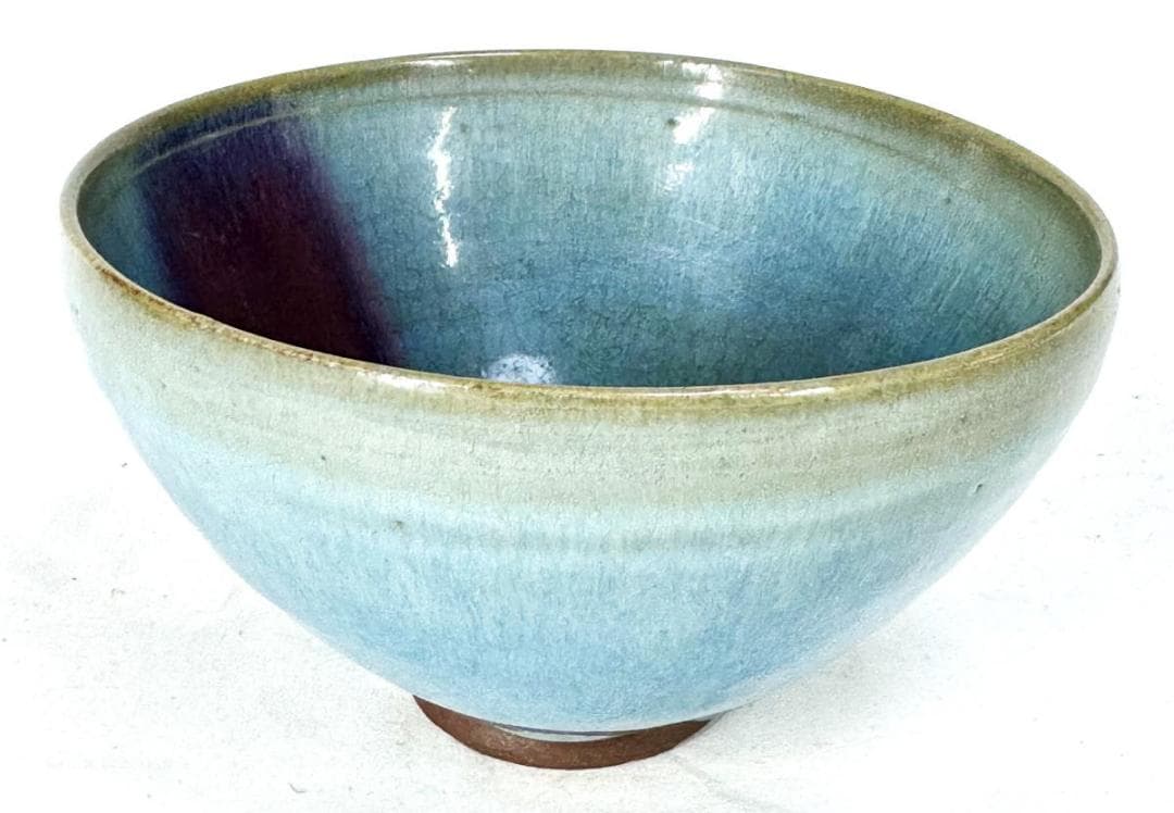 鈞窯 窯変紫斑釉茶碗 五大名窯 中国古玩 唐物 茶道具 骨董 WWTT383