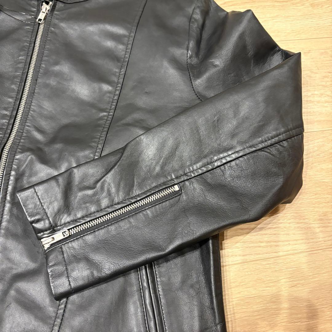 未使用品 JTPLEATHER 黒 シングル ライダース ジャケット M