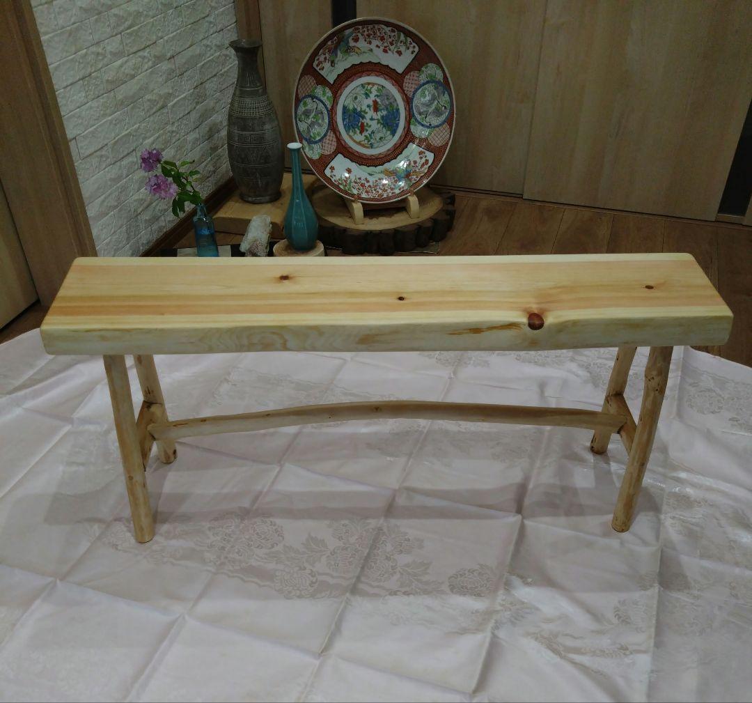 檜のベンチ（71）樹齢約70年、檜の原木の模様、年輪が綺麗に出ております