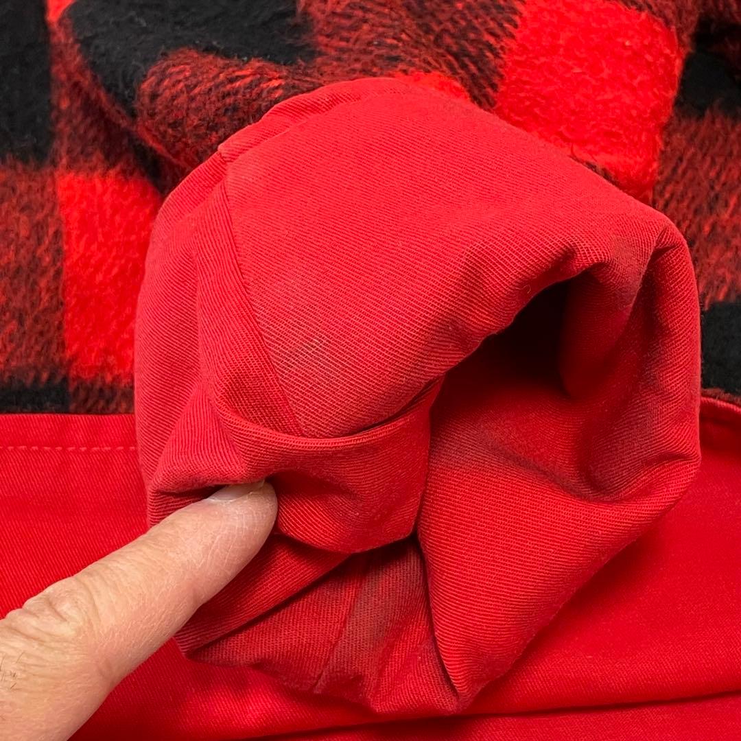 vintage バッファローチェック柄　厚手ウールジャケット赤／黒　裏地ギミック