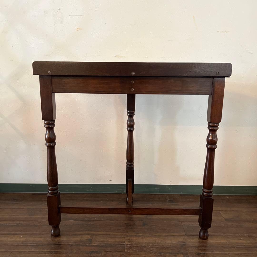 k966 英国アンティーク家具 半円コンソールテーブル ハーフムーン オーク材