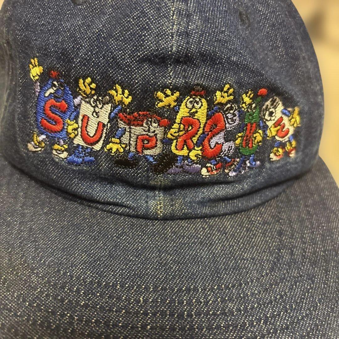 SUPREME 刺繍ロゴ デニムキャップ