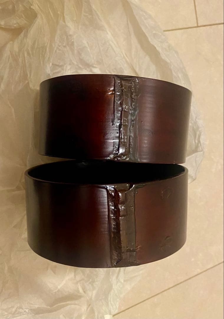 井川メンパ　丸型　大 海野想次　工芸品　漆器　曲げわっぱ　弁当箱