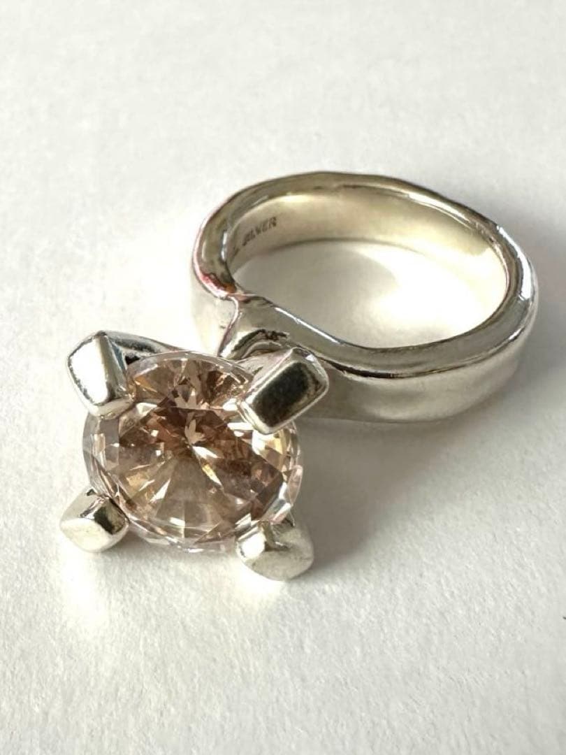 e.m. 15号サイズ シャンパンゴールドジルコニア シルバー 925リング