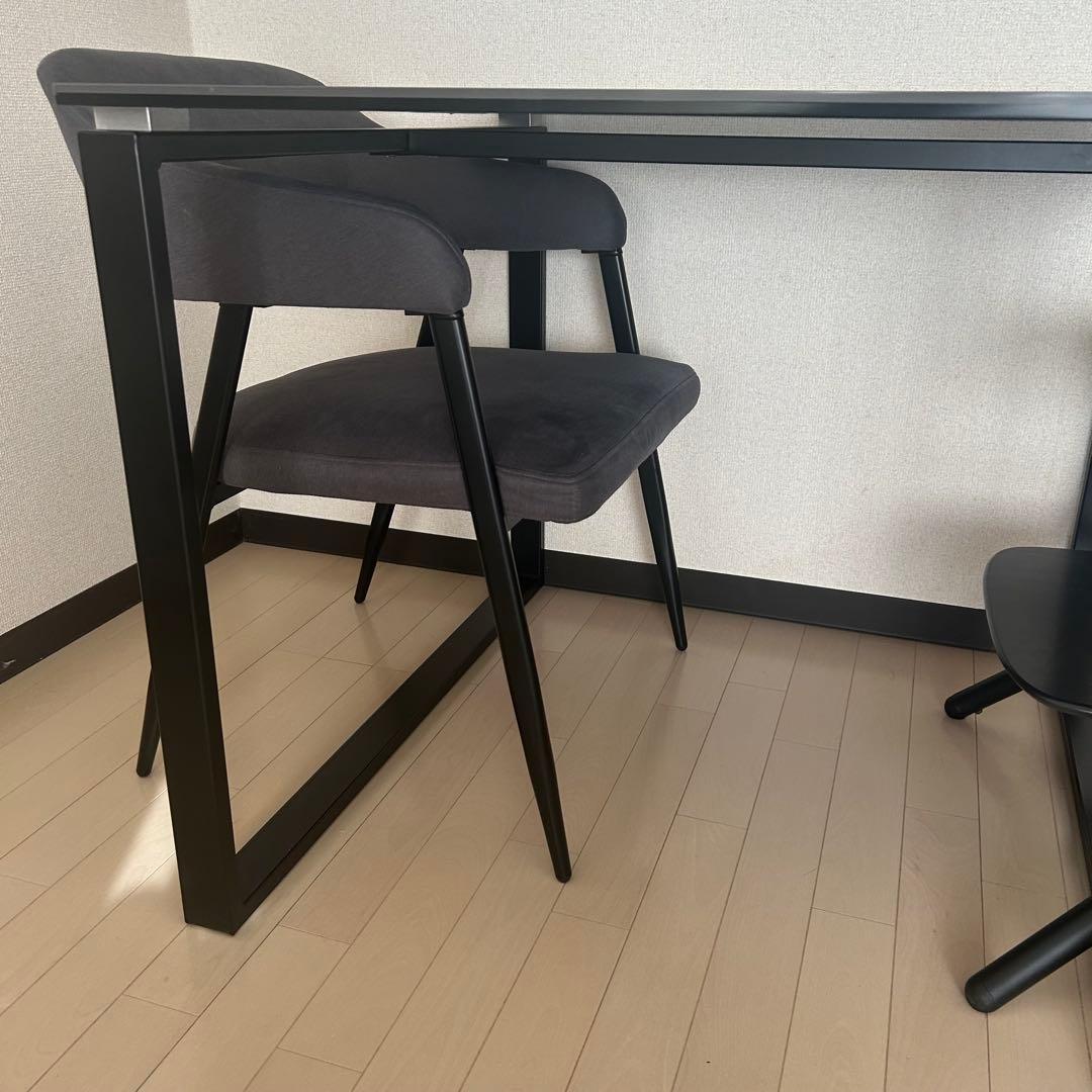 【神奈川県新百合】ニトリ　セラミック　グレー　黒　正方形ダイニングテーブル