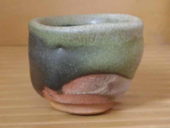 未使用★熊野九郎右衛門★越前【鬼織部】天目ぐい呑み★共箱・布