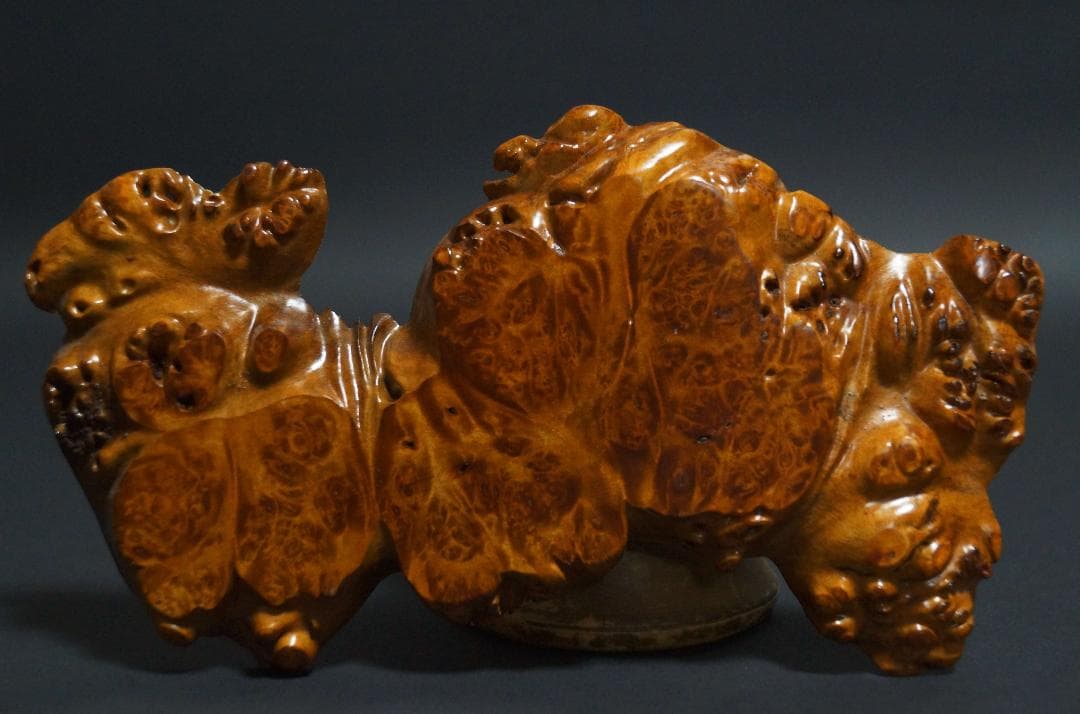 唐木カリン花梨 玉杢 葡萄杢 人物形敷板 花台 煎茶敷板 盆景台 香炉台 自然体