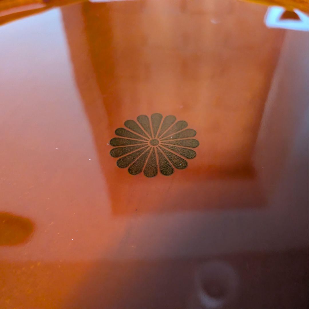 【未使用】伝統工芸 飛騨春慶塗 菓子盆 家紋風文様 共紙あり 30cm