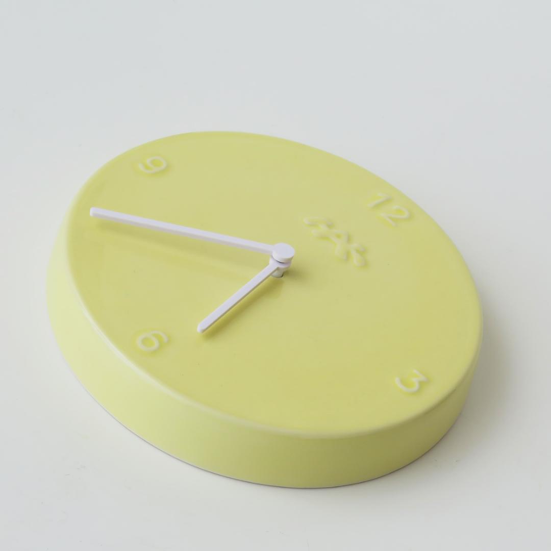 デンマーク kahlerケーラー ORA 陶器 掛時計 イエロー 北欧インテリア