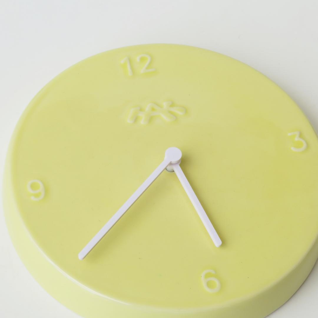 デンマーク kahlerケーラー ORA 陶器 掛時計 イエロー 北欧インテリア